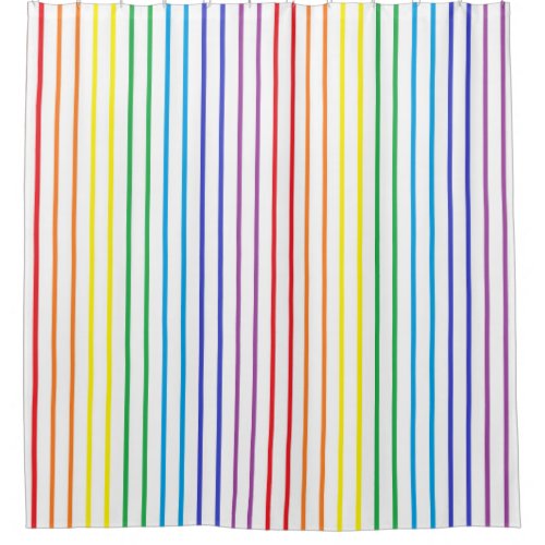 Vertical Outlined Rainbow Stripes Shower Curtain