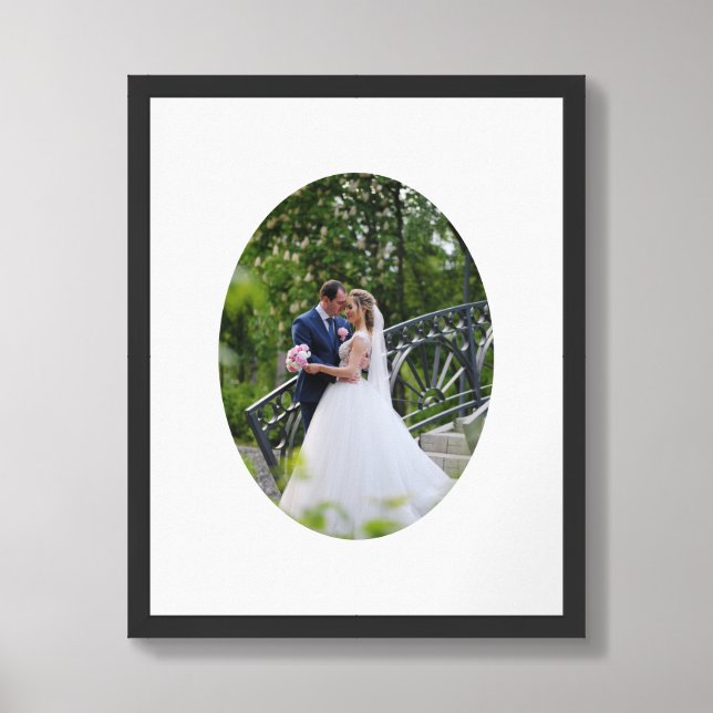 Vertical Oval Shape Wedding Photo Framed Art (Framed Front)