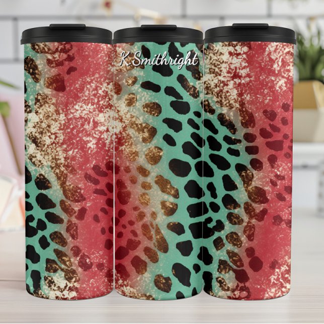 Vertical Panel Animal Print Collage Thermal Tumbler (Creator Uploaded)