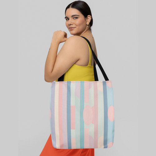 Vertical pastel colored stripes tote bag