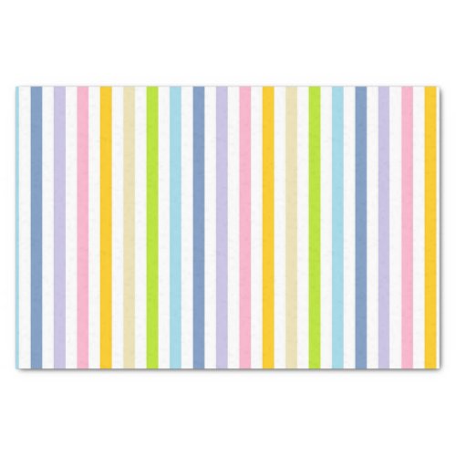 Vertical Pastel Rainbow and White Stripes Tissue Paper