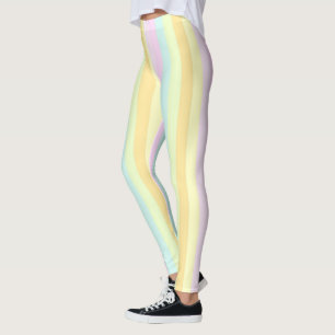 Vertical Pastel Stripes Decor on Leggings