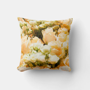 Vertical pattern of white roses. anniversary, back throw pillow