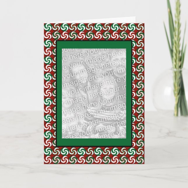 Vertical Peppermints Holiday Card (Front)