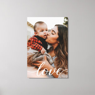 Vertical Personalized Photo Love Script Canvas Print