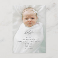 vertical photo birth announcement & thank you card