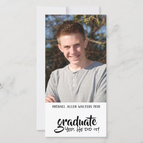 Vertical Photo Humorous Graduation Announcement