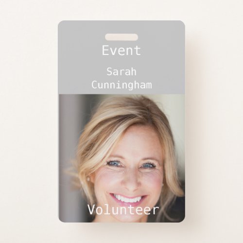 Vertical Photo ID Badge for a Volunteer