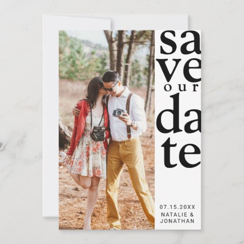 vertical photo Minimalist black  white magazine Save The Date