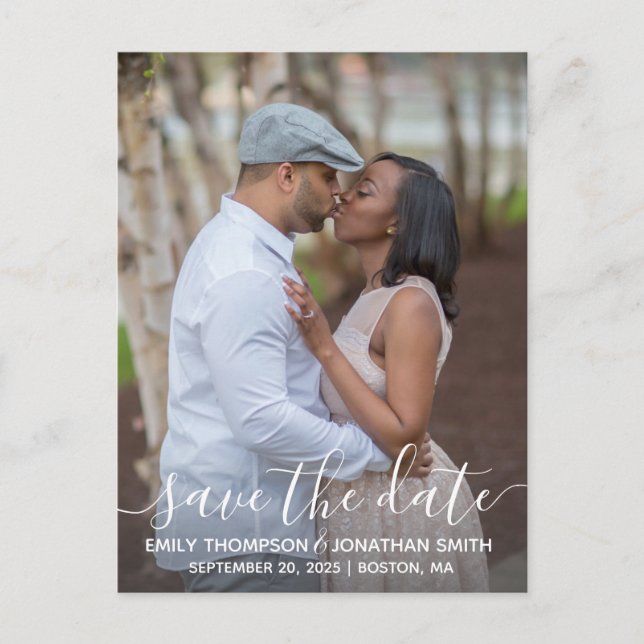 Vertical Photo Wedding Save The Date Postcard (Front)