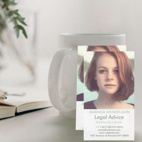 Vertical photo white business card