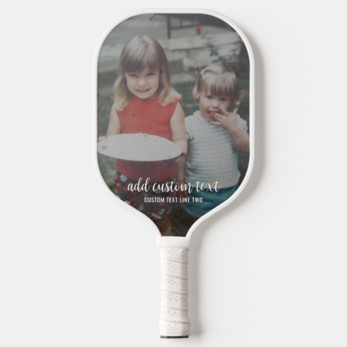 Vertical Photo with Custom Text Modern Script Pickleball Paddle