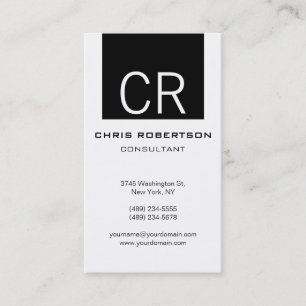 Vertical Plain Black Stripe White Business Card