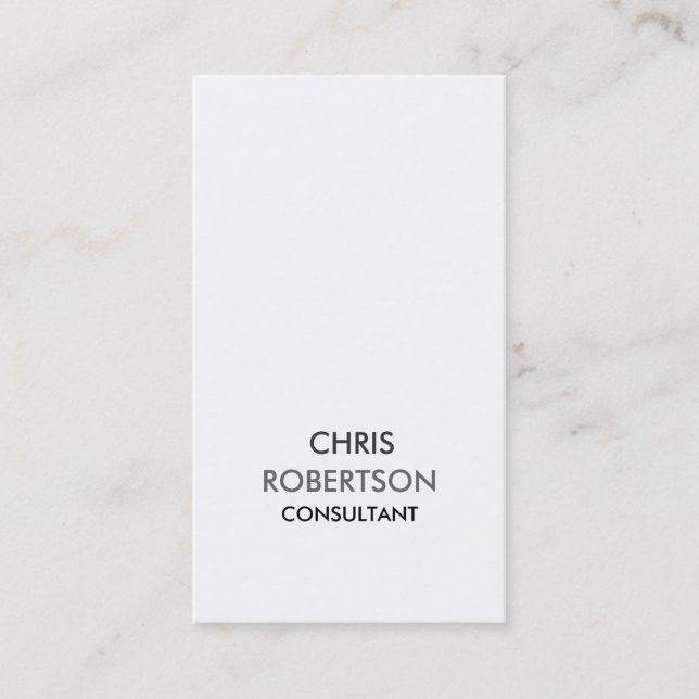 Vertical Plain Black White Gray Business Card (Front)