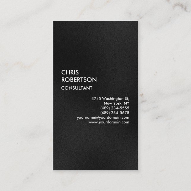 Vertical Plain Gray Attractive Charm Business Card (Front)