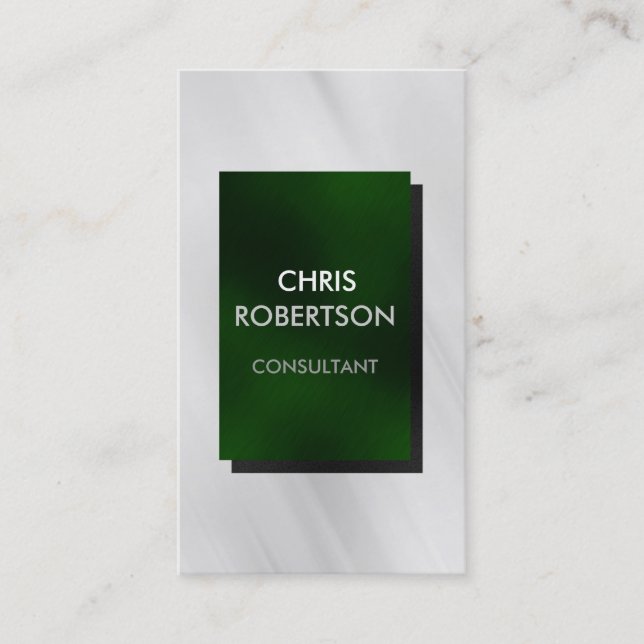 Vertical Plain Gray Green Attractive Business Card (Front)