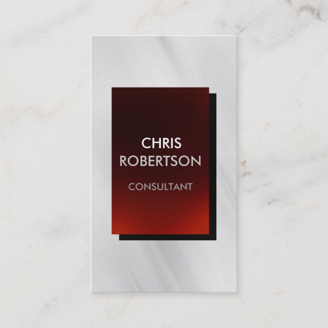 Vertical Plain Gray Red Attractive Business Card (Front)