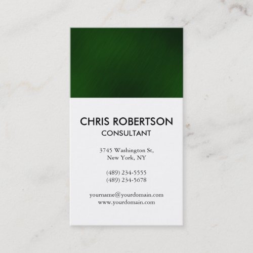 Vertical Plain Green White Business Card
