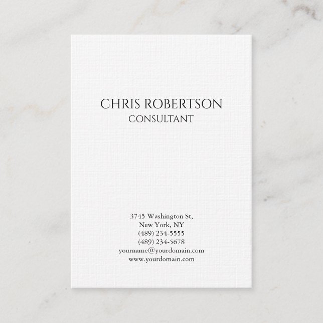Vertical Plain Large Size Modern Minimalist Simple Business Card (Front)