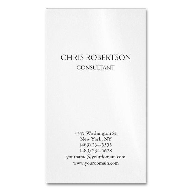 Vertical Plain Original Modern Minimalist Simple Business Card Magnet (Front Vertical)