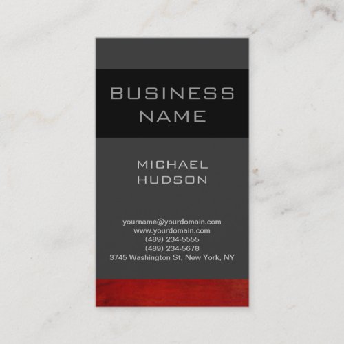 Vertical Plain Red Gray Consultant Business Card