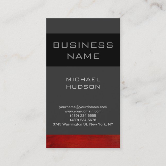 Vertical Plain Red Gray Consultant Business Card (Front)