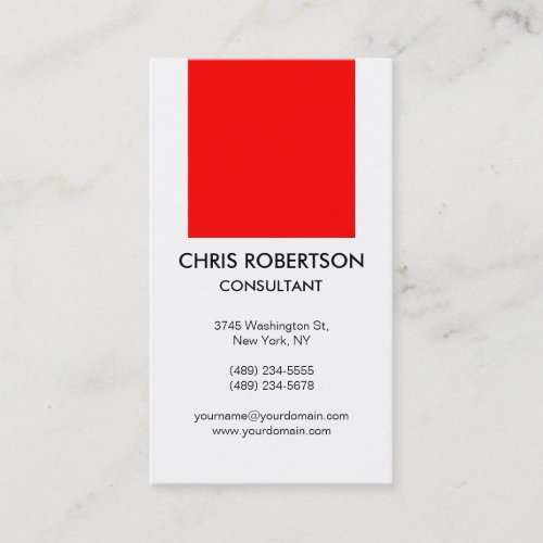 Vertical Plain Red Stripe White Business Card