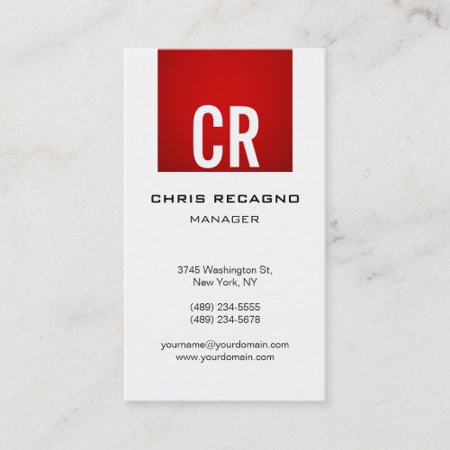 Vertical Plain Red Stripe White Business Card