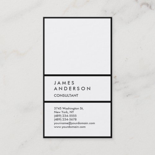 Vertical Plain Simple Black White Chic Attractive Business Card