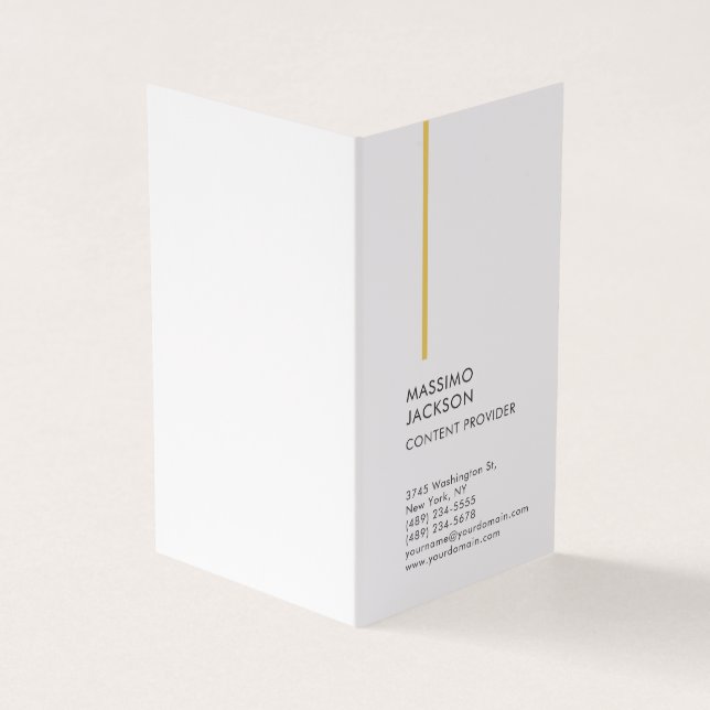 Vertical Plain Simple Black White Minimalist  Business Card (Outside)