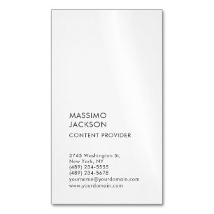 Vertical Plain Simple Black White Minimalist  Business Card Magnet