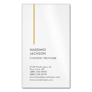 Vertical Plain Simple Black White Minimalist Business Card Magnet