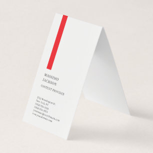 Vertical Plain Simple Black White Red Minimalist  Business Card