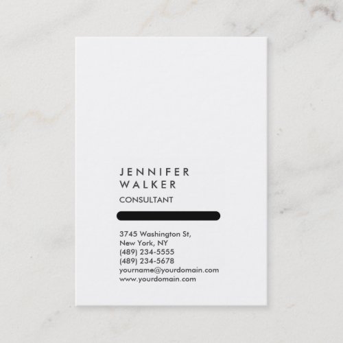 Vertical Plain Simple Black White Trendy Business Card