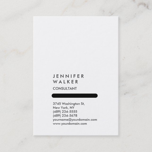 Vertical Plain Simple Black White Trendy Business Card (Front)