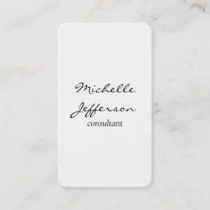 Vertical Plain Simple White Black White Business Card