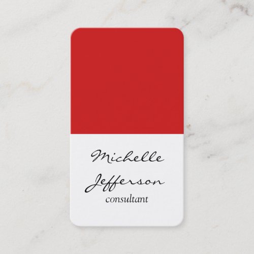 Vertical Plain Simple White Red Business Card