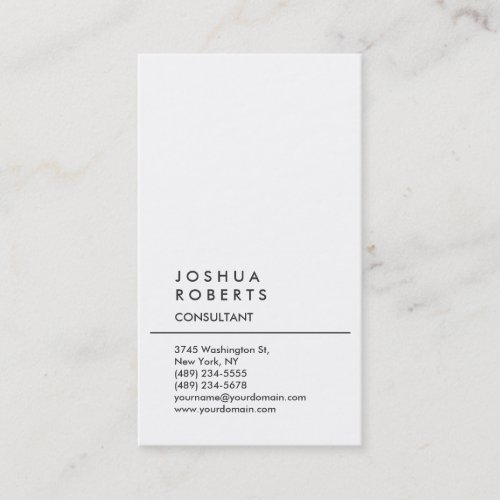Vertical Plain Simple White Trendy Attractive Business Card