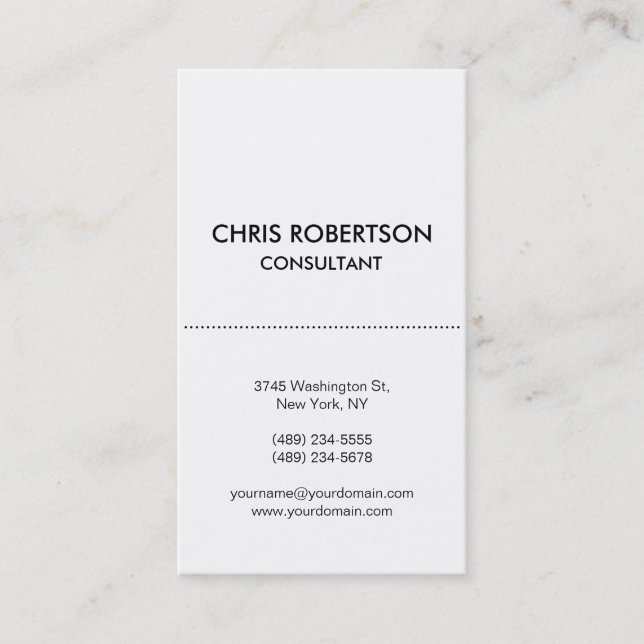 Vertical Plain White Business Card (Front)