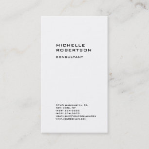Vertical Plain White Trendy Consultant Business Card