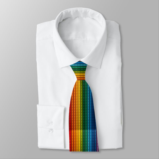 Vertical Plastic Rainbow bricks  Neck Tie (Tied)