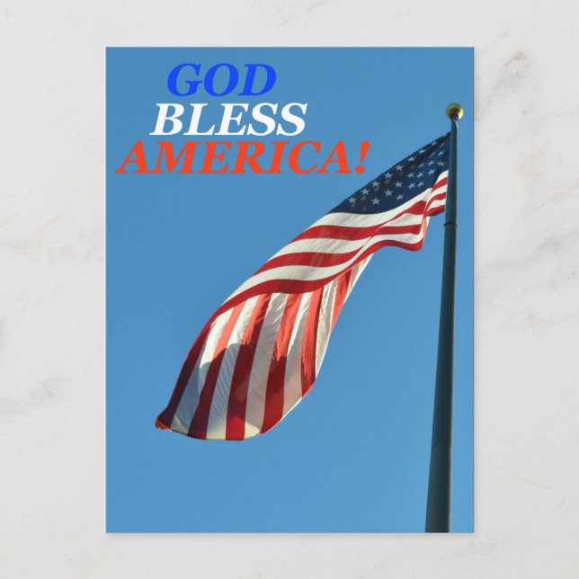 Vertical Postcard Depicting the American Flag (Front)