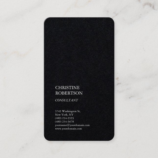 Vertical Premium Black Trendy Professlonal Business Card (Front)