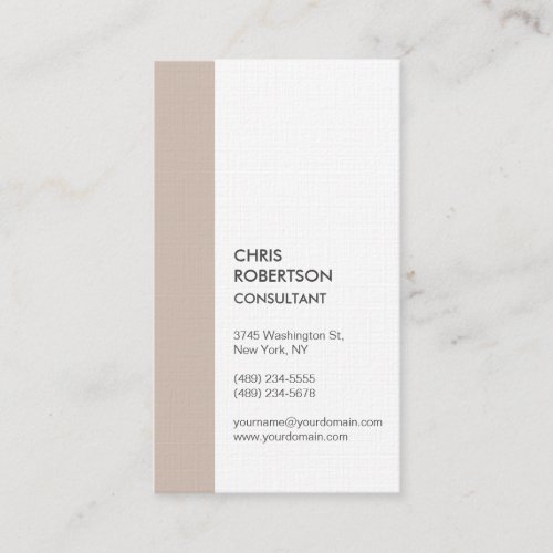 Vertical Premium Linen Minimalist Modern Business Card