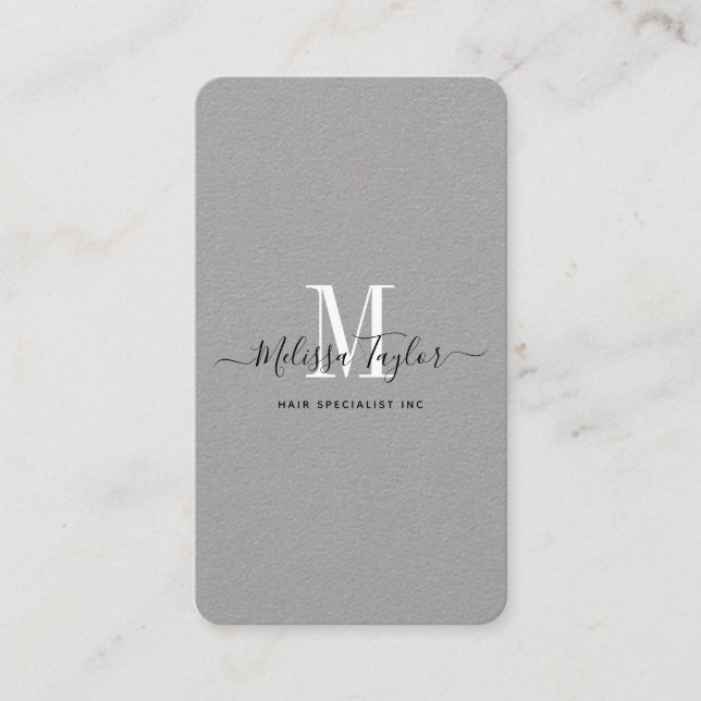 Vertical Professional Premium Grey Signature Photo Business Card (Front)