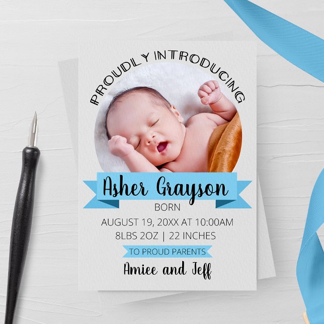 Vertical Proudly Introducing Birth Annoucement Announcement (Creator Uploaded)