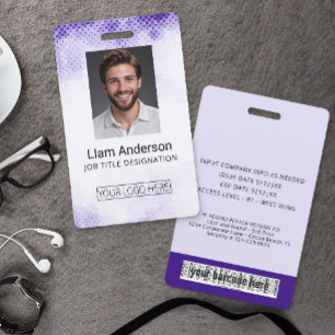 Vertical Purple Gradient Employee ID Badge
