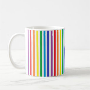 Vertical Rainbow and White Stripes Coffee Mug
