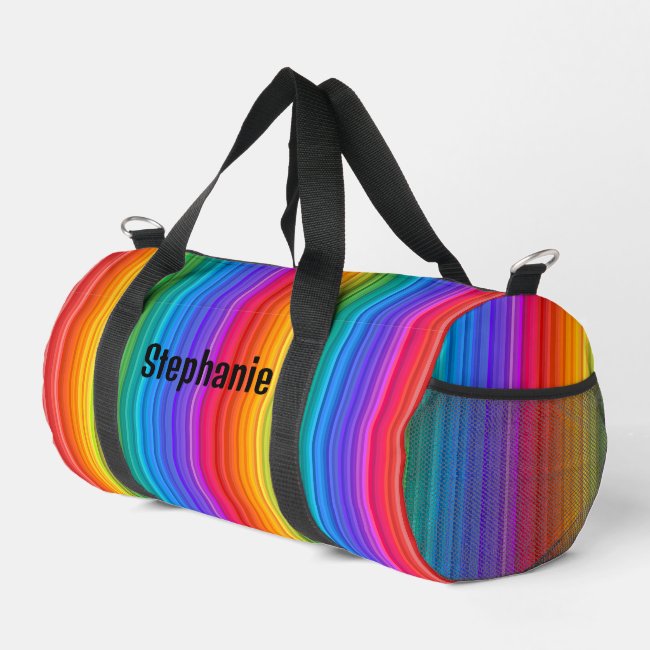 Vertical Rainbow Stripes Design Duffel Bag