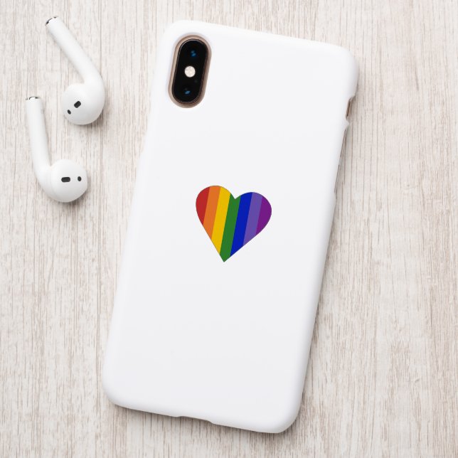 Vertical Rainbow Stripes Heart Patch (On Phone Back)